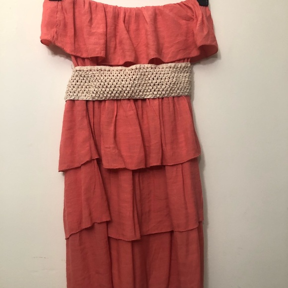 STRAPLESS ORANGE DRESS - Picture 5 of 6